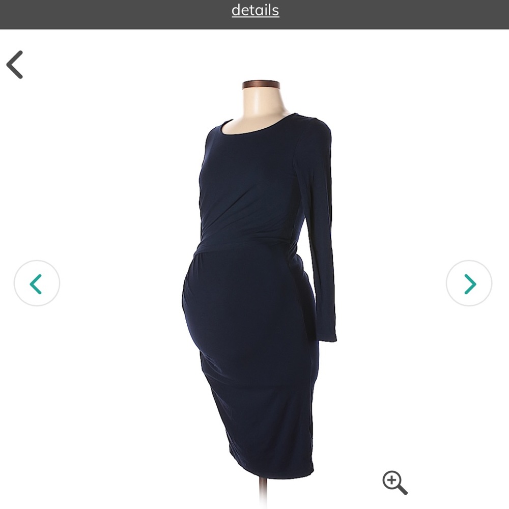 Seraphine Maternity Sz 6 Dk Blue Solid Dress